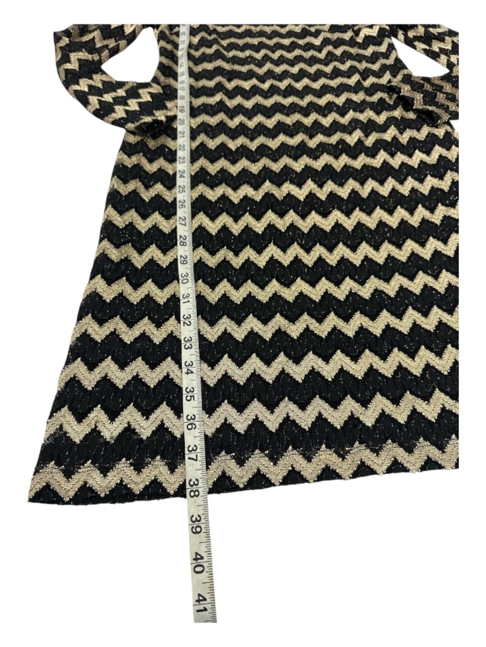 Jessica Howard Black Gold Chevron Lace Dress Size 8 Metallic Long Sleeve - Picture 3 of 10